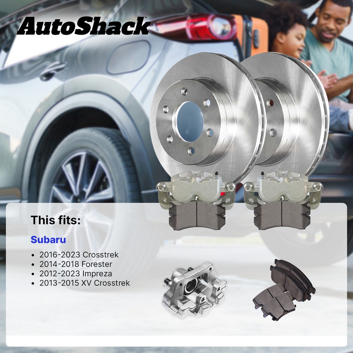 Rear Brake Rotors Ceramic Pads Calipers for Subaru Forester Crosstrek 2.0L - Picture 2 of 7