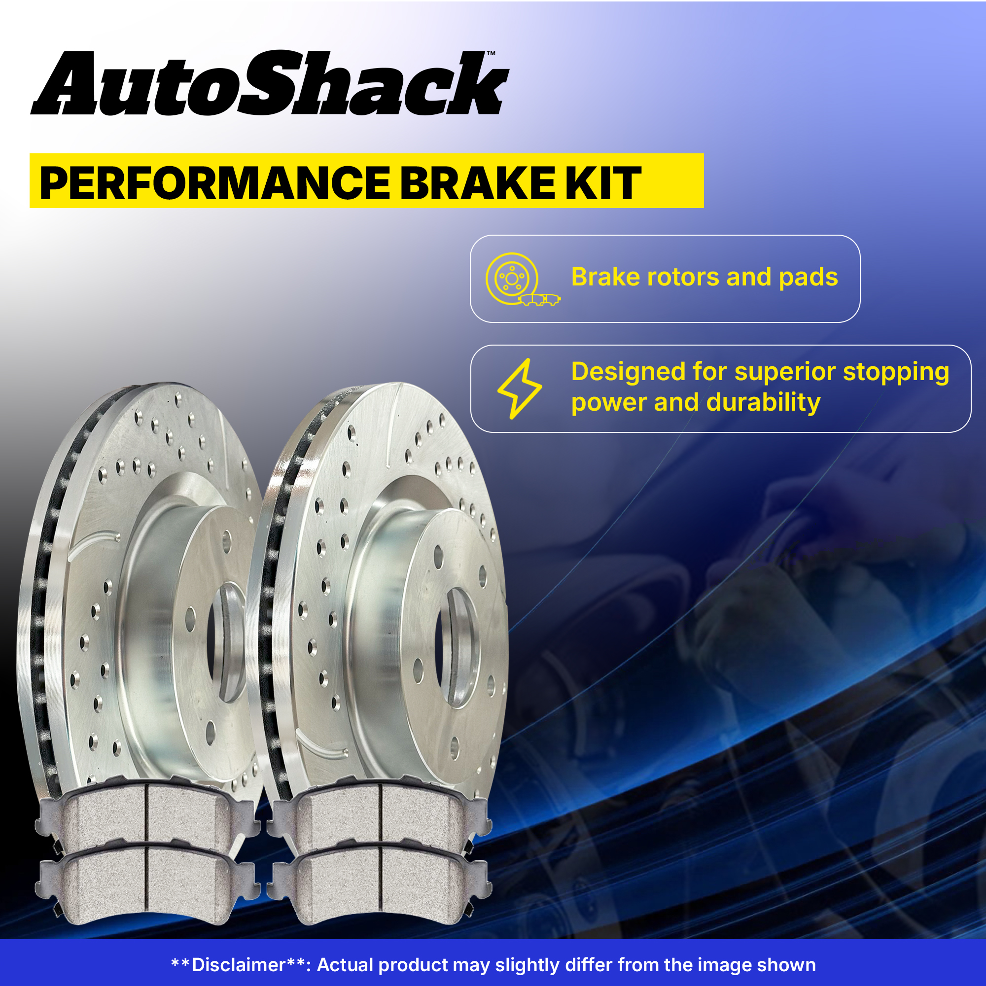 Front Drilled Disc Rotors Ceramic Brake Pads for Chevy Silverado 1500 5.3L - Picture 3 of 7