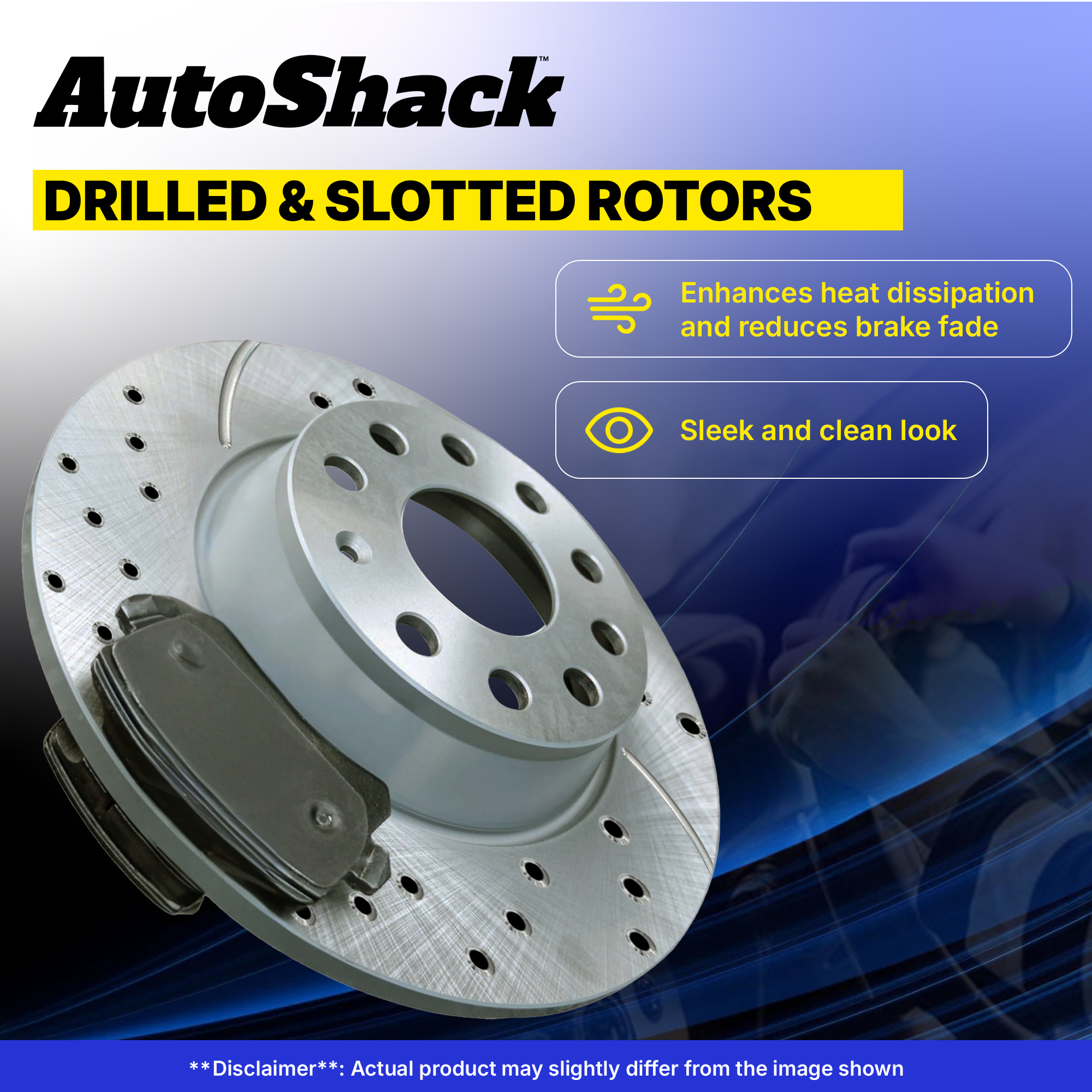 Front Drilled Disc Rotors Ceramic Brake Pads for Chevy Silverado 1500 5.3L - Picture 5 of 7