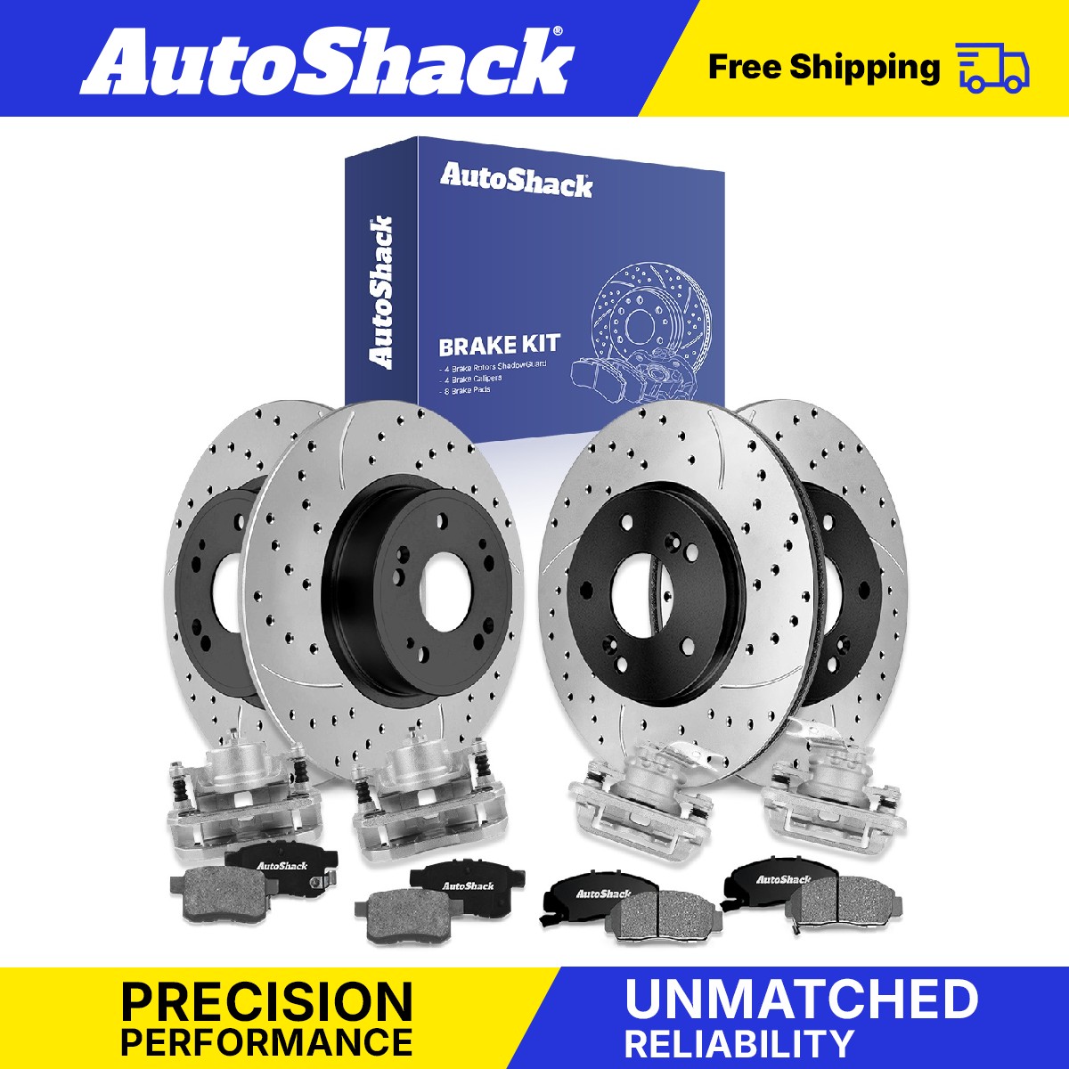 Front Rear Drilled Slotted Brake Rotors Pads Calipers for Honda Accord V6 - Picture 1 of 7