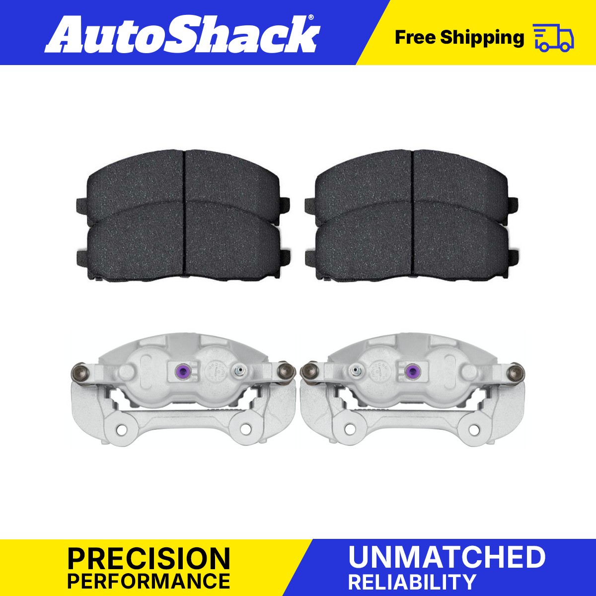 Front Brake Calipers & Pads for 2018-2021 Jeep Wrangler 2.0L 3.0L 3.6L 6.4L V6 - Picture 1 of 7
