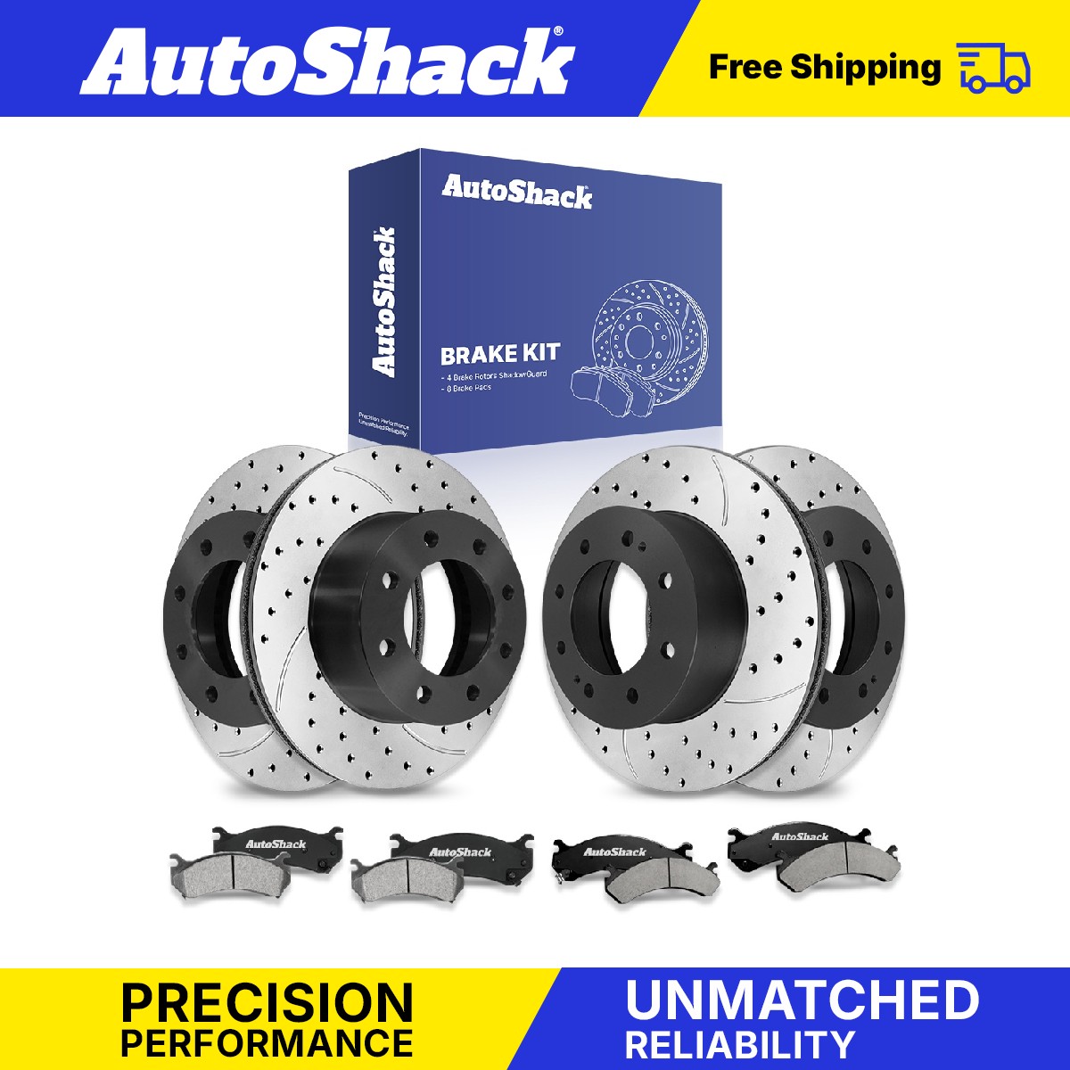 Front Rear Drilled Slotted Brake Rotors Ceramic Pads for GMC Sierra 3500 - Picture 1 of 7