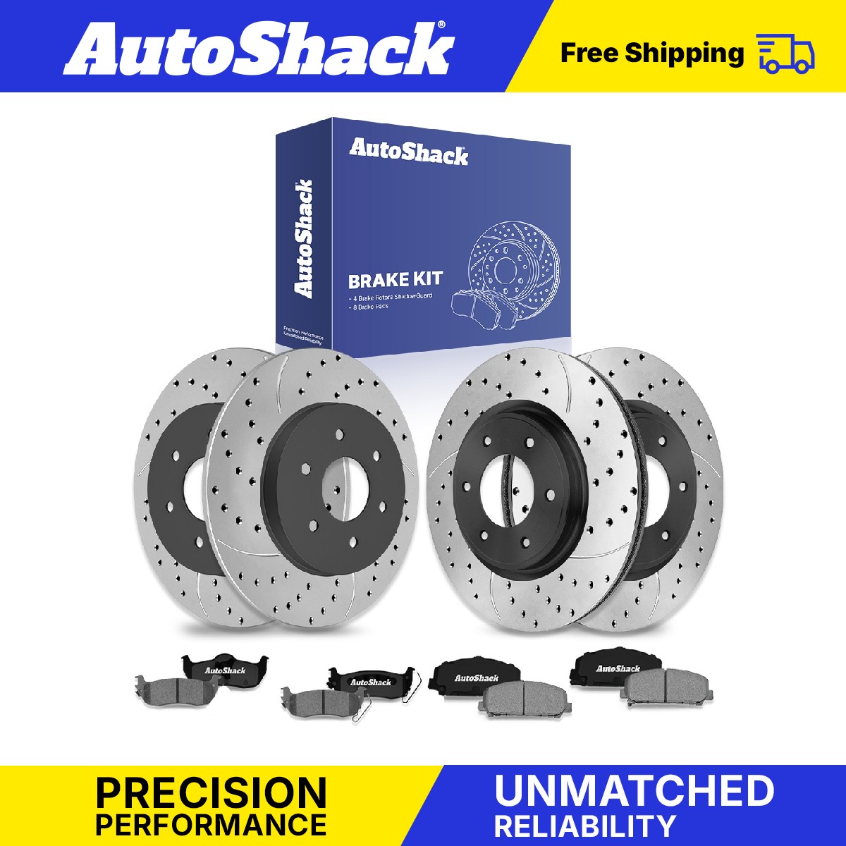 Front Rear Drilled Slotted Brake Rotors Ceramic Pads for Nissan TITAN 5.6L - Picture 1 of 7