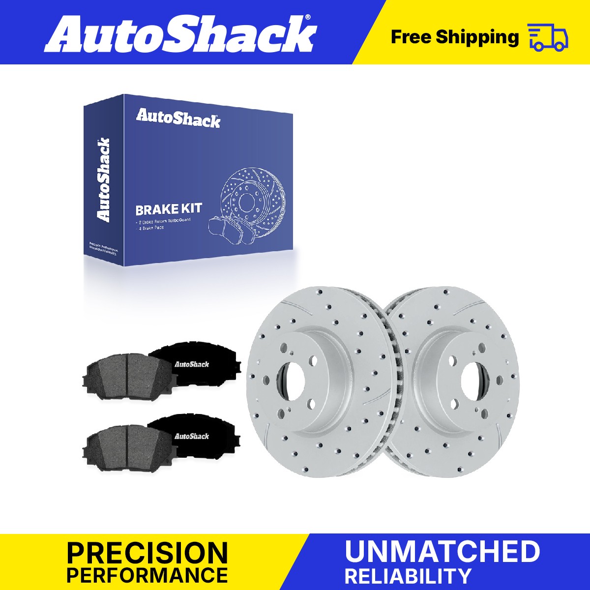 Front Drilled Slotted Brake Rotors Premium Ceramic Pad for Toyota, Corolla 09-19