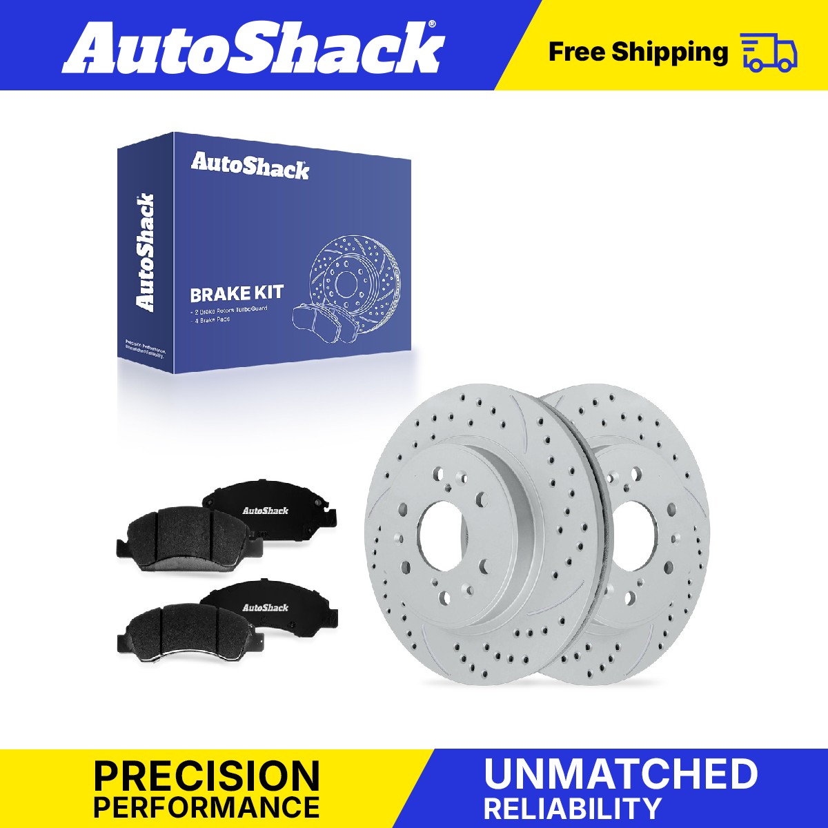 Front Drilled Slotted Brake Rotors Premium Pad for Chevy, Silverado 1500 05-18