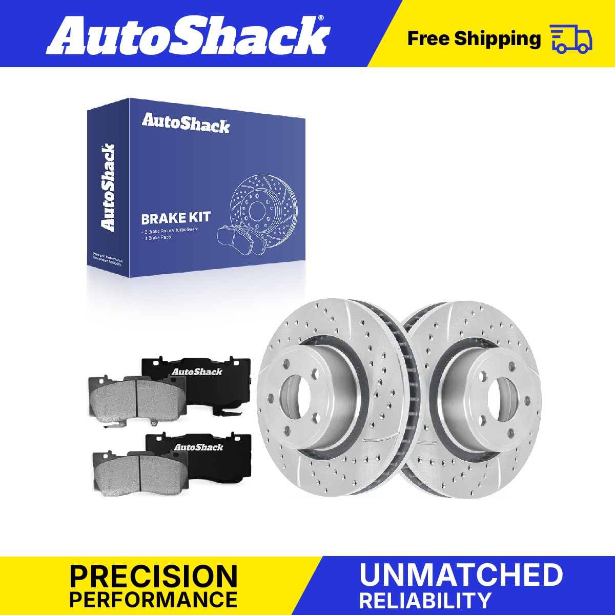 Front Drilled Slotted Brake Rotors Ceramic Pads for Ford, Mustang 2015-2020