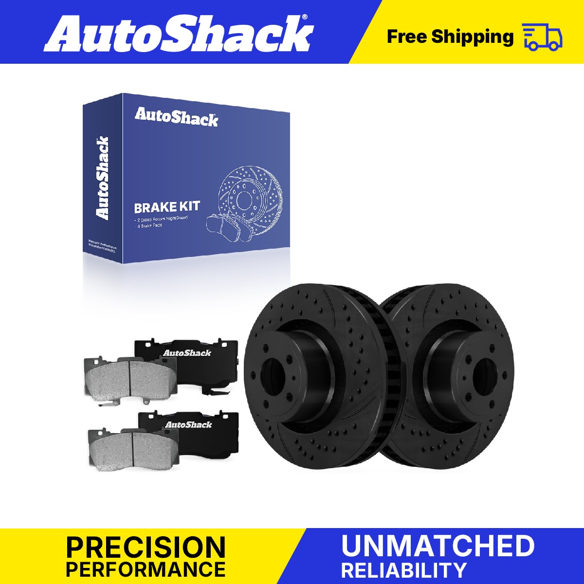 Front Drilled Slotted Brake Rotors Ceramic Pads for Ford, Mustang 2015-2020