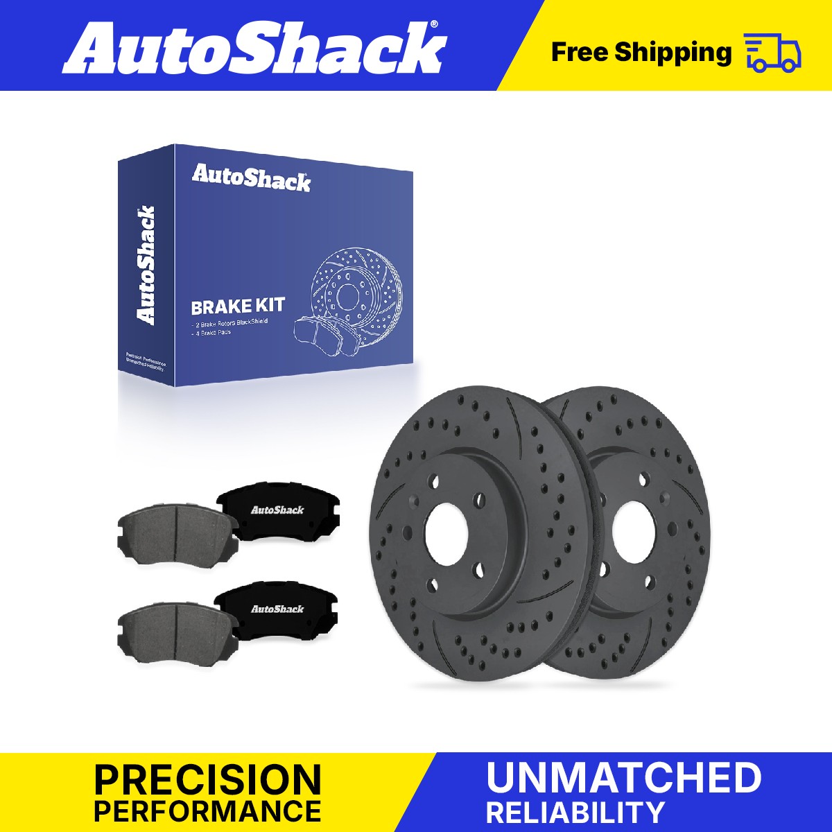 Front & Rear Drilled & Slotted Brake Rotors + Ceramic Pads For Chevy Equinox GMC Terrain (2010-2017) - Auto Shack
