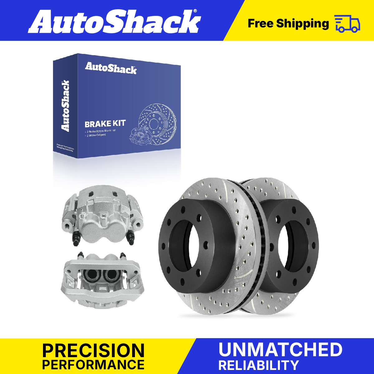 Front Drilled Slotted Brake Rotors Calipers for Ford, F-450 Super Duty 2005-2010