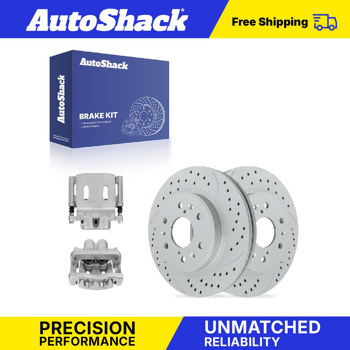 Front Drilled Slotted Brake Rotors Calipers for Chevy, Silverado 1500 2005-2008