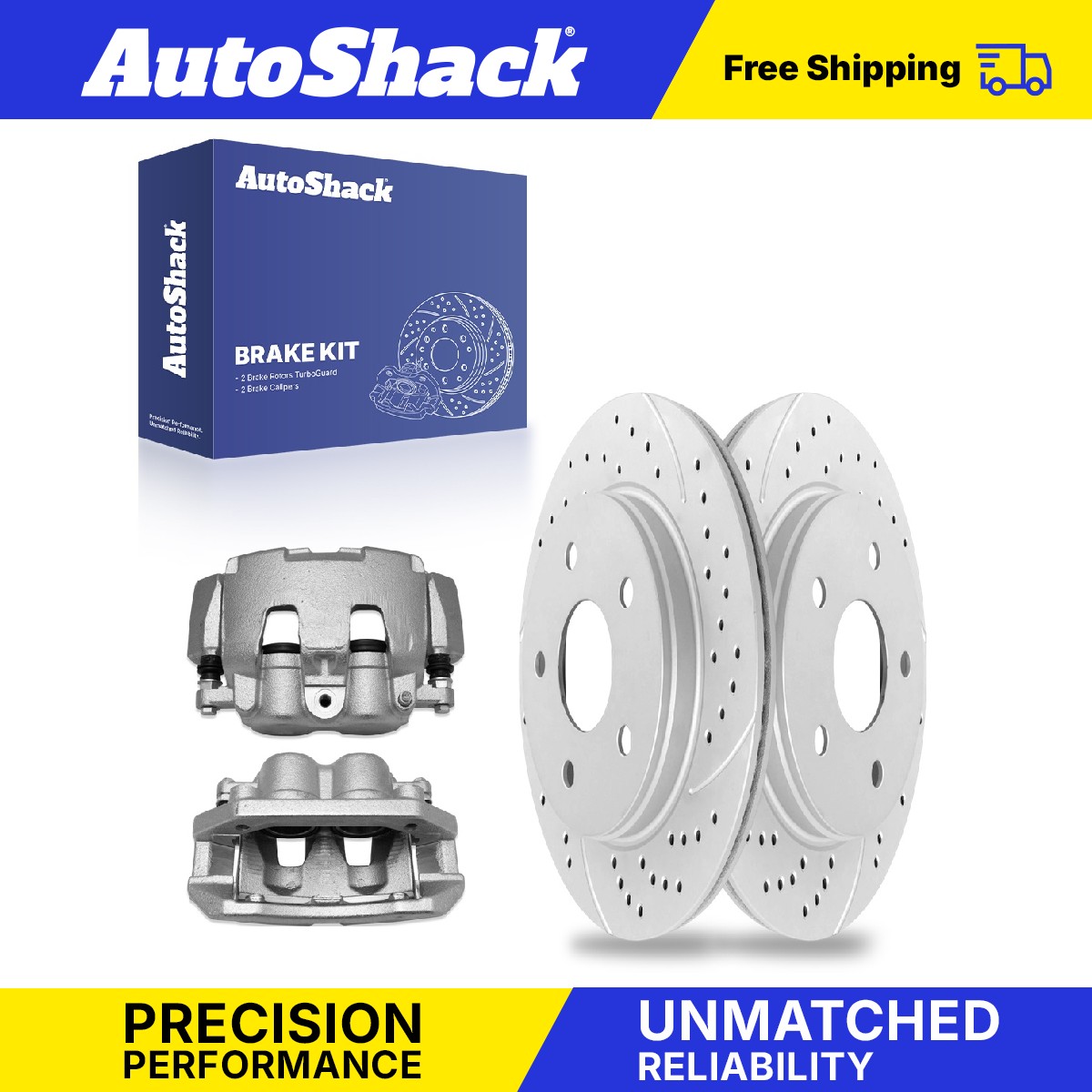 Front Drilled Slotted Brake Rotors Calipers for 2006-2008 Dodge Ram 1500 - Picture 1 of 7