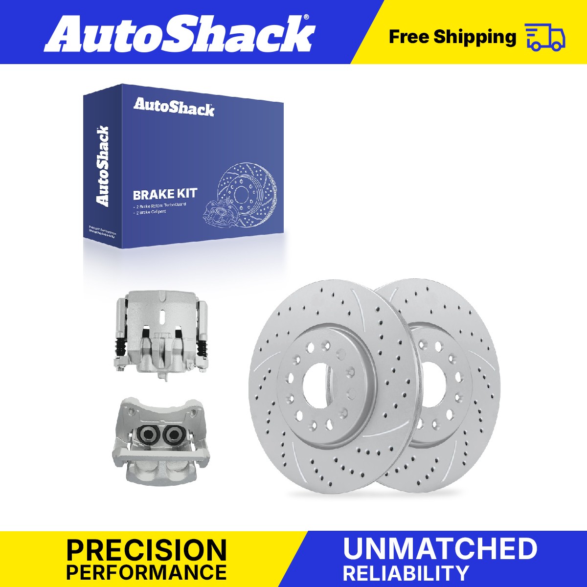 Front Drilled Slotted Brake Rotors Calipers for Chevrolet, Traverse 2018-2020