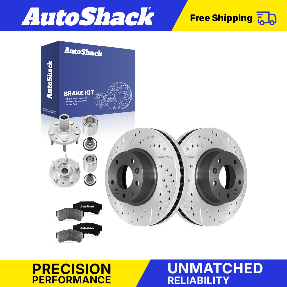 Front Drilled Slotted Brake Rotors Pads Hubs for Mazda, 6 2006-2008