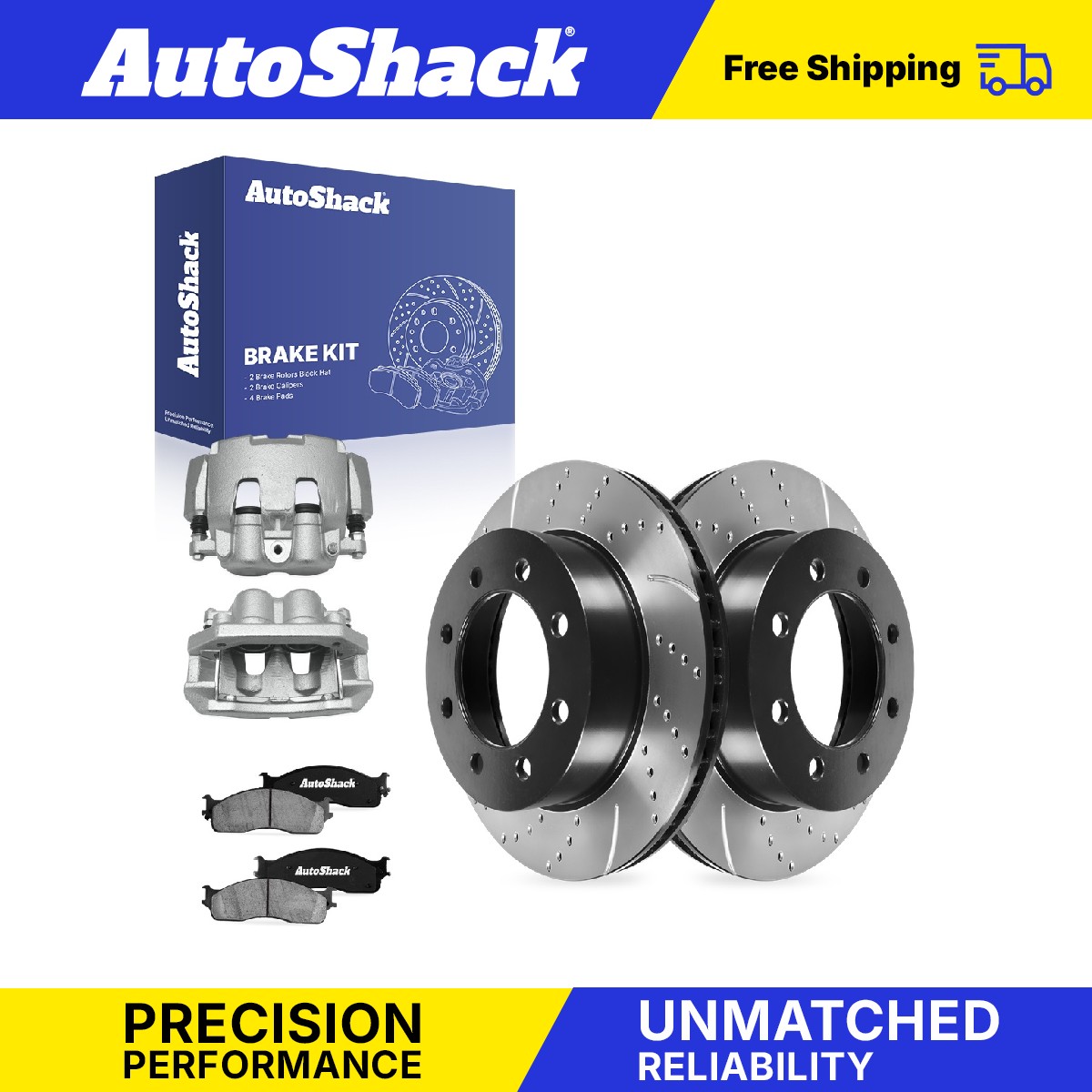 Front Drilled Slotted Brake Rotors Pads Calipers for Dodge, Ram 1500 2006-2008