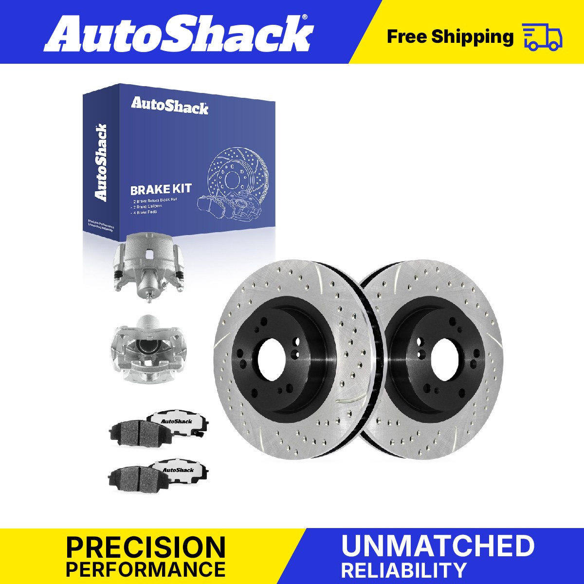 Front Drilled Slotted Brake Rotors Pads Calipers for Honda, Civic 2006-2011