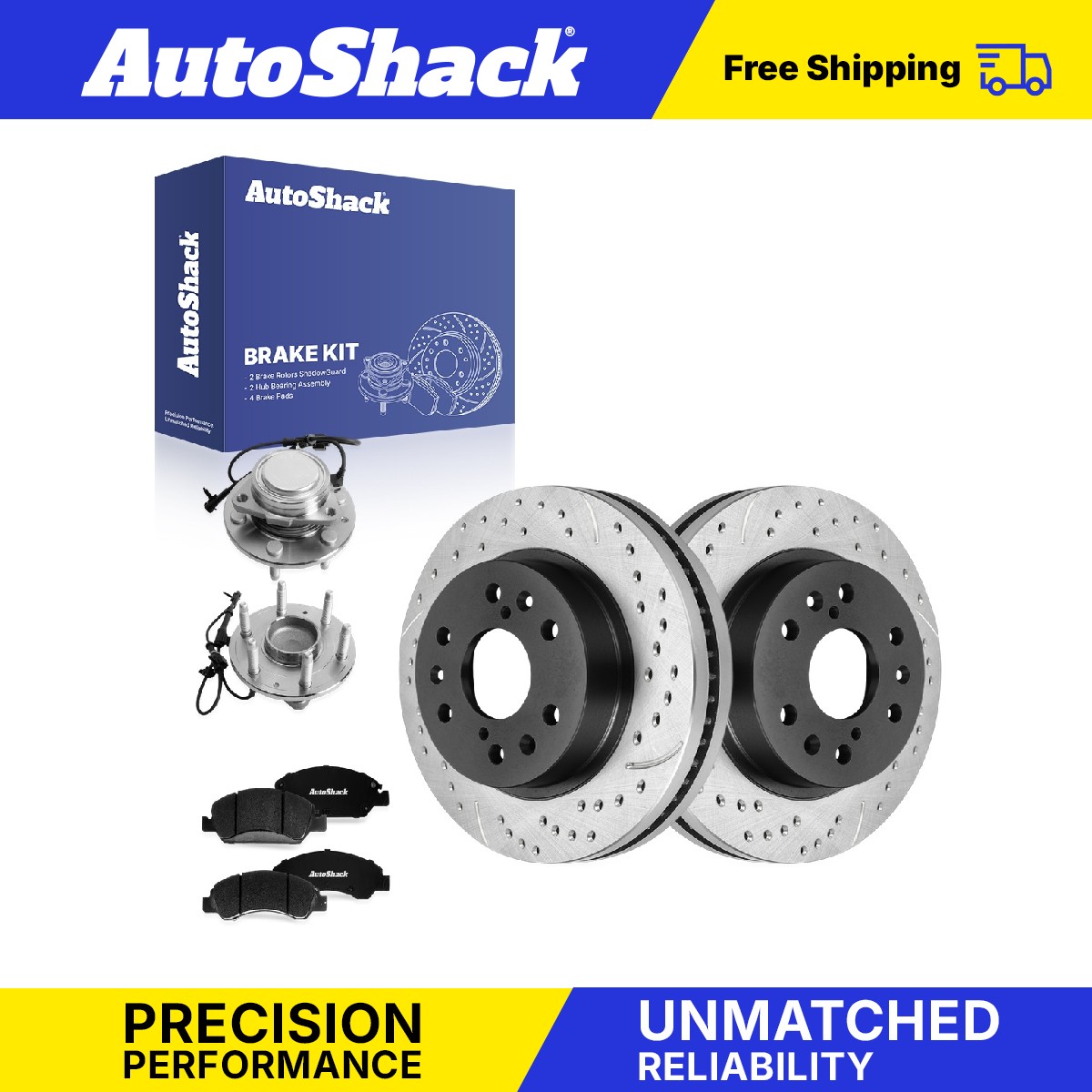 Front Drilled Slotted Brake Rotor Premium Pad Hub for Chevy Silverado 1500 05-06