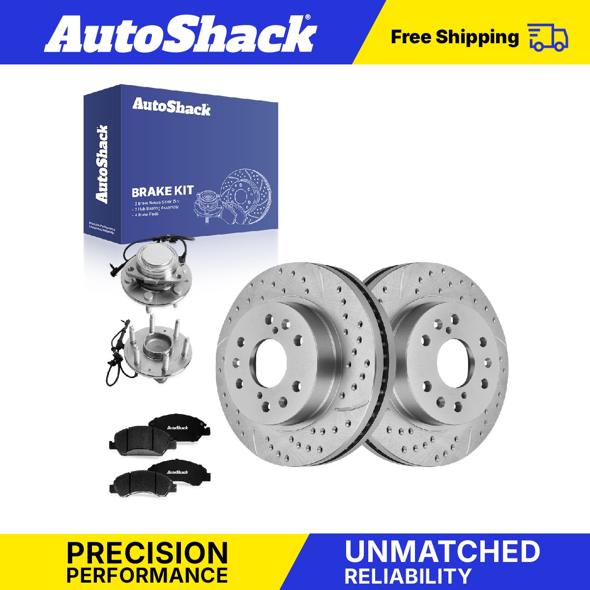 Front Drilled Slotted Brake Rotors Pad Hub for Chevy, Silverado 1500 05-06
