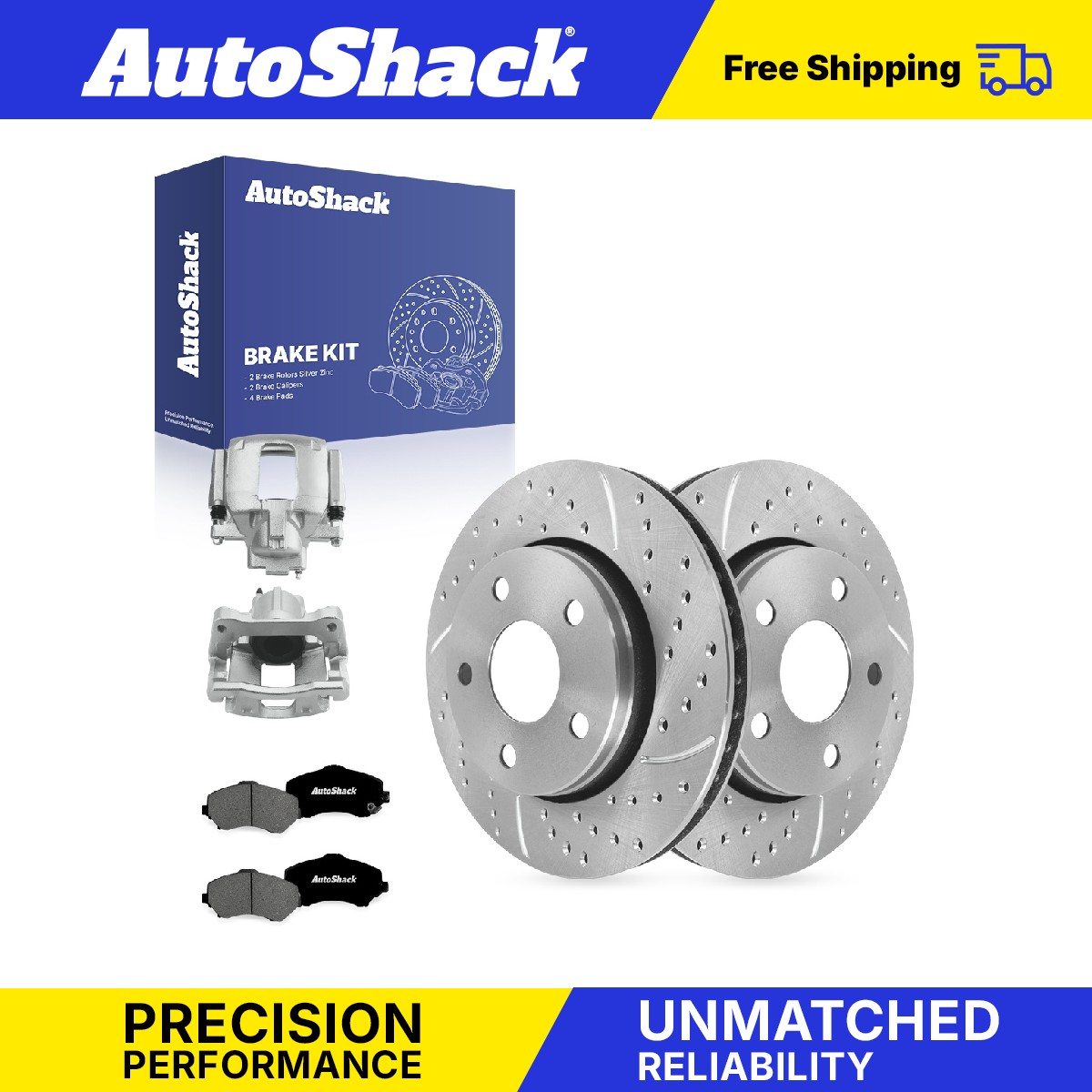 Front Drilled Slotted Brake Rotors Premium Pad Calipers for Jeep, Wrangler 13-17