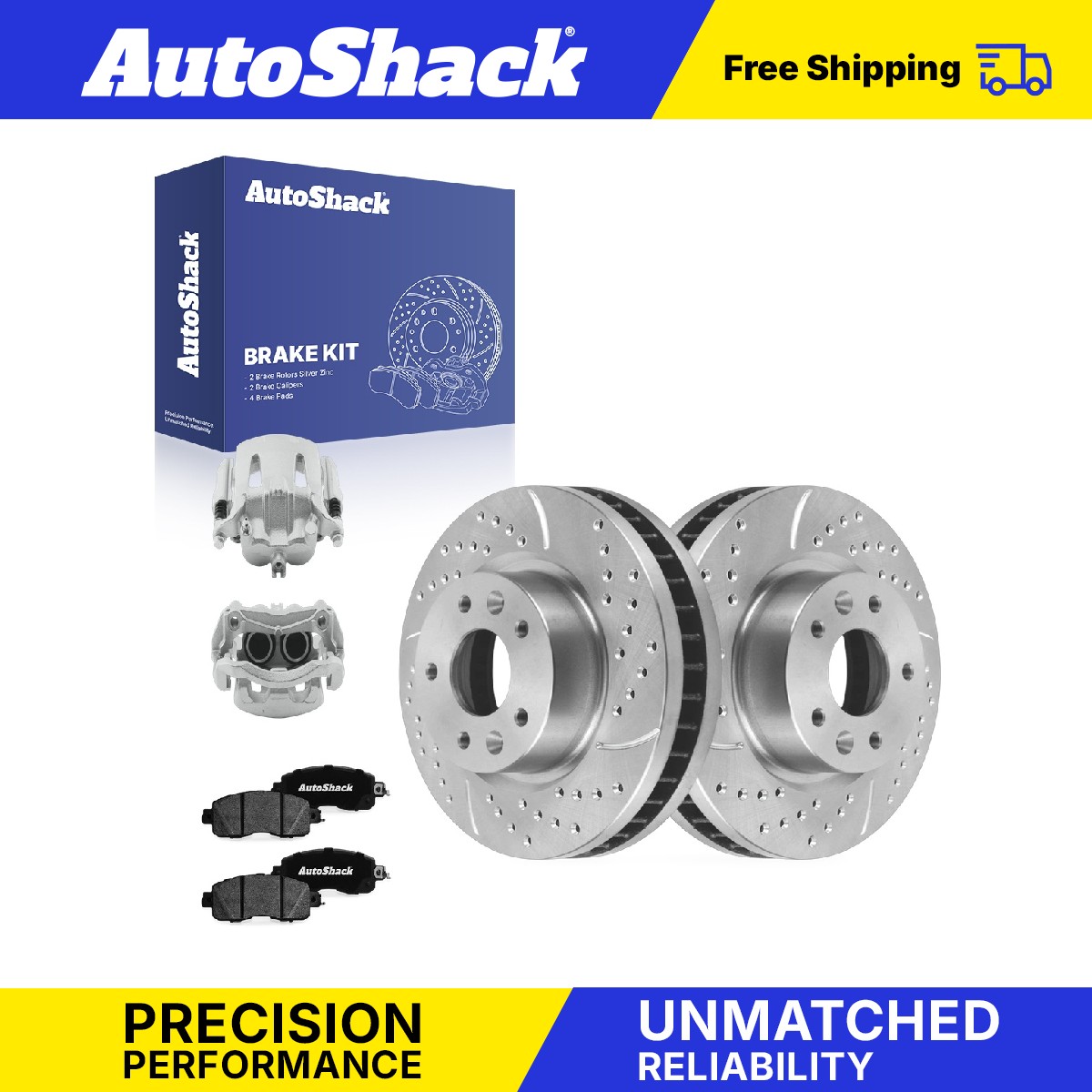 Front Drilled Slotted Brake Rotors Ceramic Pads Calipers for Nissan, LEAF 2014
