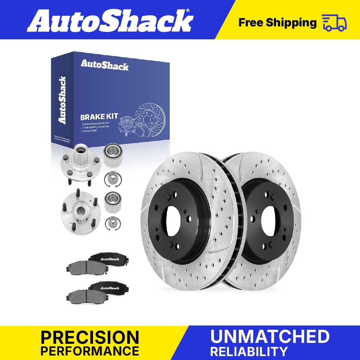 Front Drilled Slotted Brake Rotors Pads Hubs for Honda, Crosstour 2012-2015