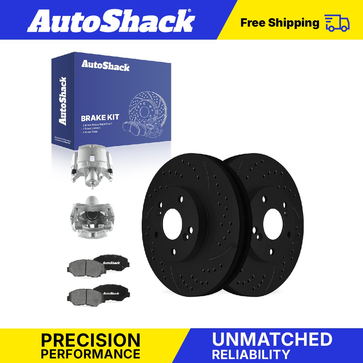 Front Drilled Slotted Brake Rotors Pads Calipers for Honda, Accord 2003-2005
