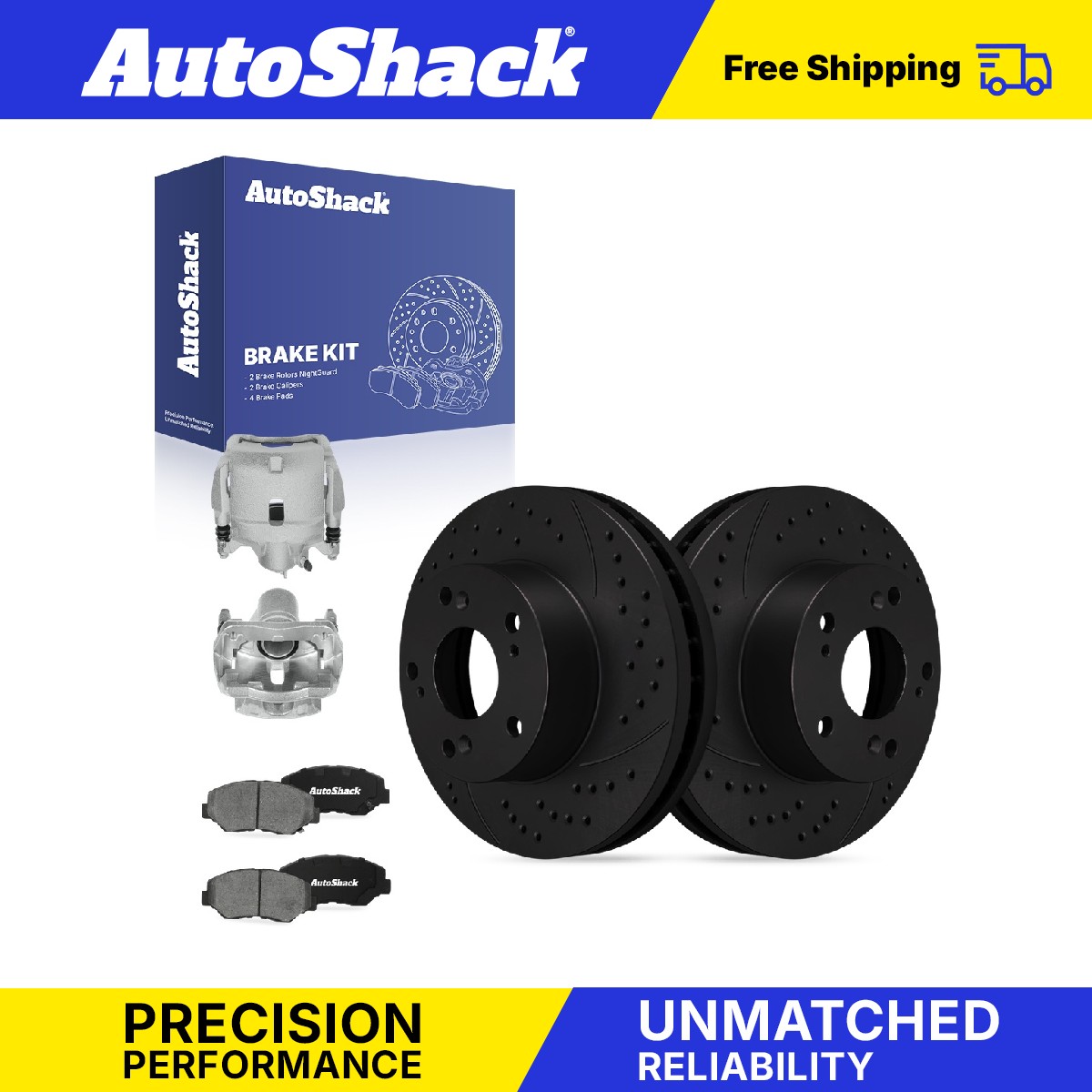 Front Drilled Slotted Brake Rotors Pads Calipers for Honda, Element 2003-2011