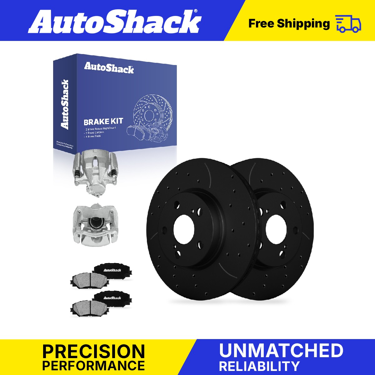 Front Drilled Slotted Brake Rotors Pads Calipers for Toyota, Corolla 2009-2019