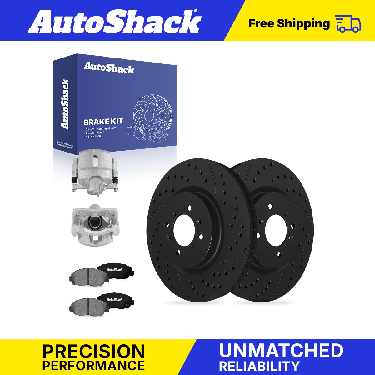 Front Drilled Slotted Brake Rotors Premium Pads Calipers for Honda, Civic 96-05