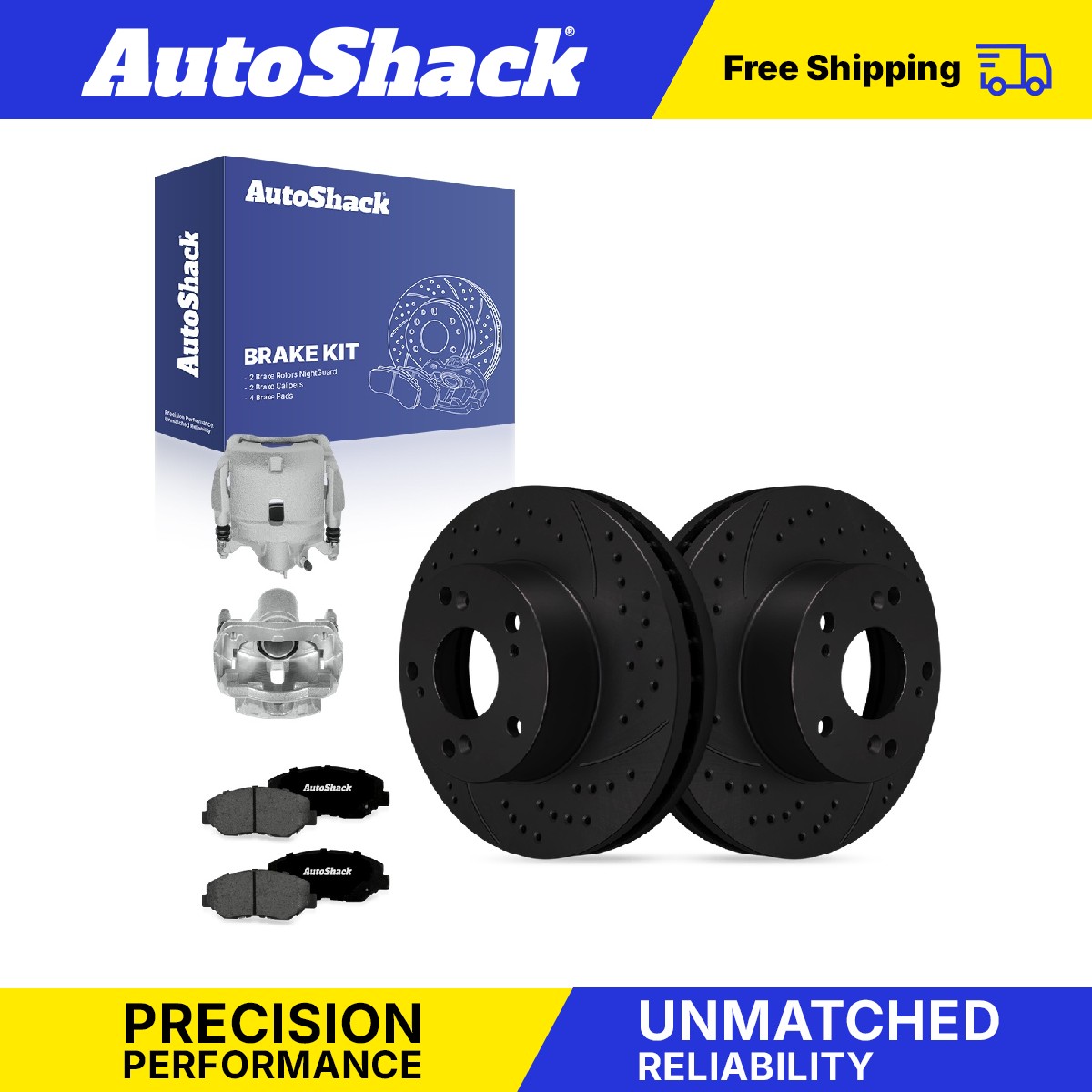 Front Drilled Slotted Brake Rotors Premium Pad Calipers for Honda, Element 03-11