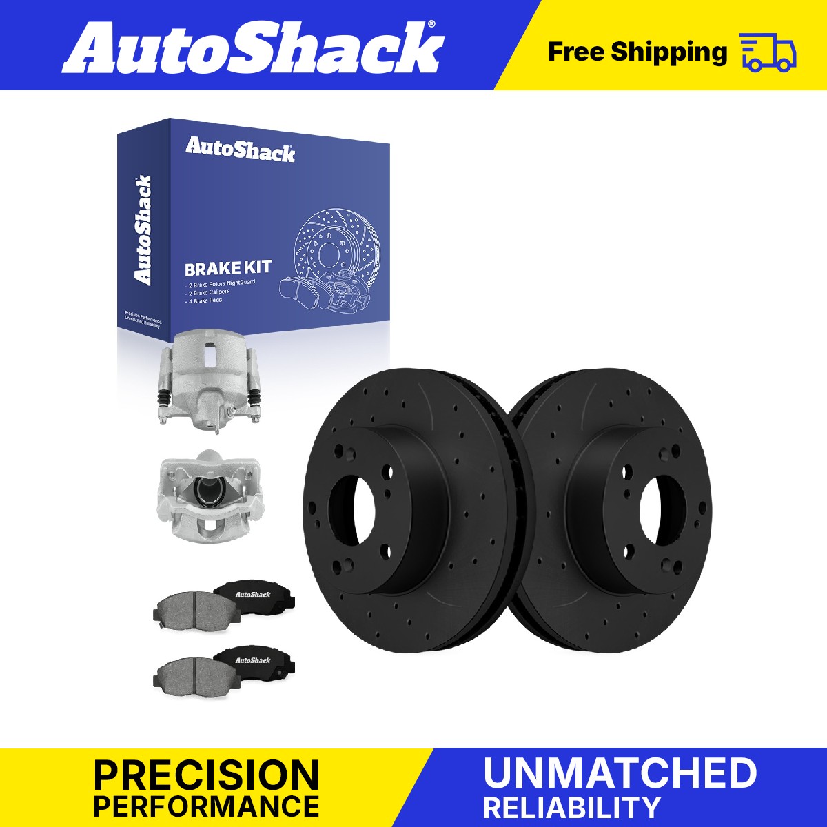 Front Drilled Slotted Brake Rotors Premium Pads Calipers for Honda, Civic 06-11