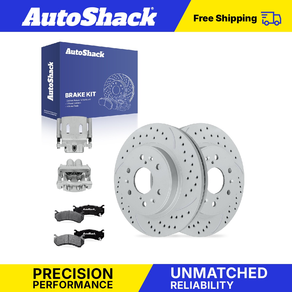 Front Drilled Slotted Brake Rotors Ceramic Pads Calipers for GMC, Sierra 1500 06