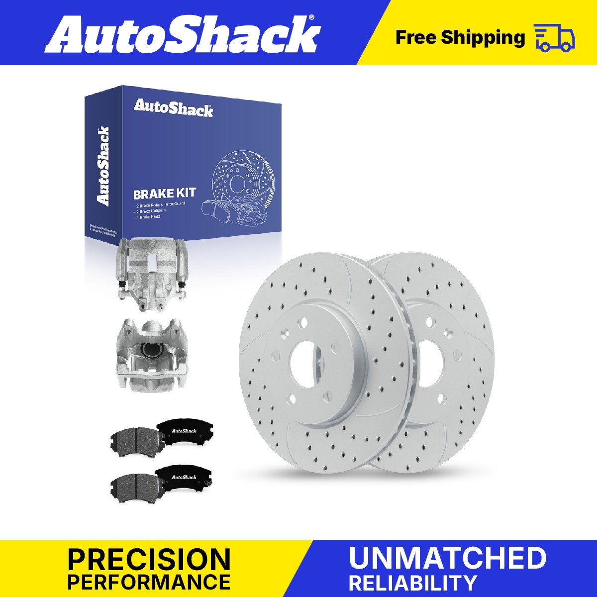 Front Drilled Slotted Brake Rotors Ceramic Pads Calipers for Chevy, Camaro 10-15