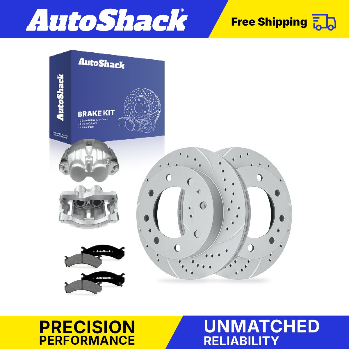 Front Drilled Slotted Rotors Premium Pad Calipers for Chevy, Express 3500 06-17