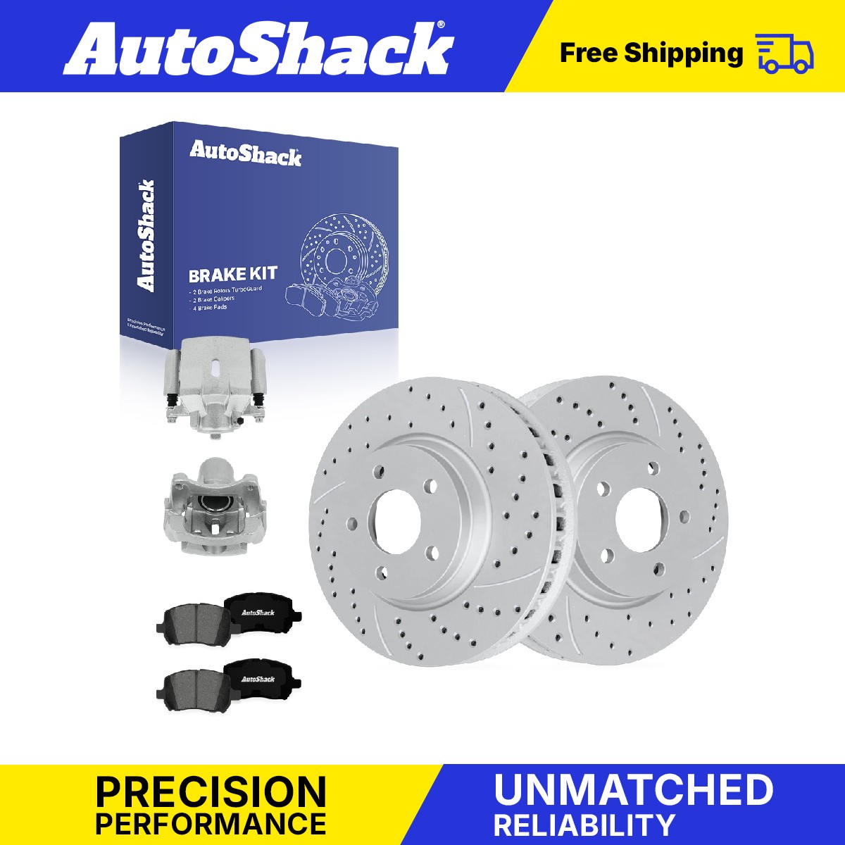Front Drilled Slotted Brake Rotors Premium Pad Calipers for Chevy, Malibu 04-12
