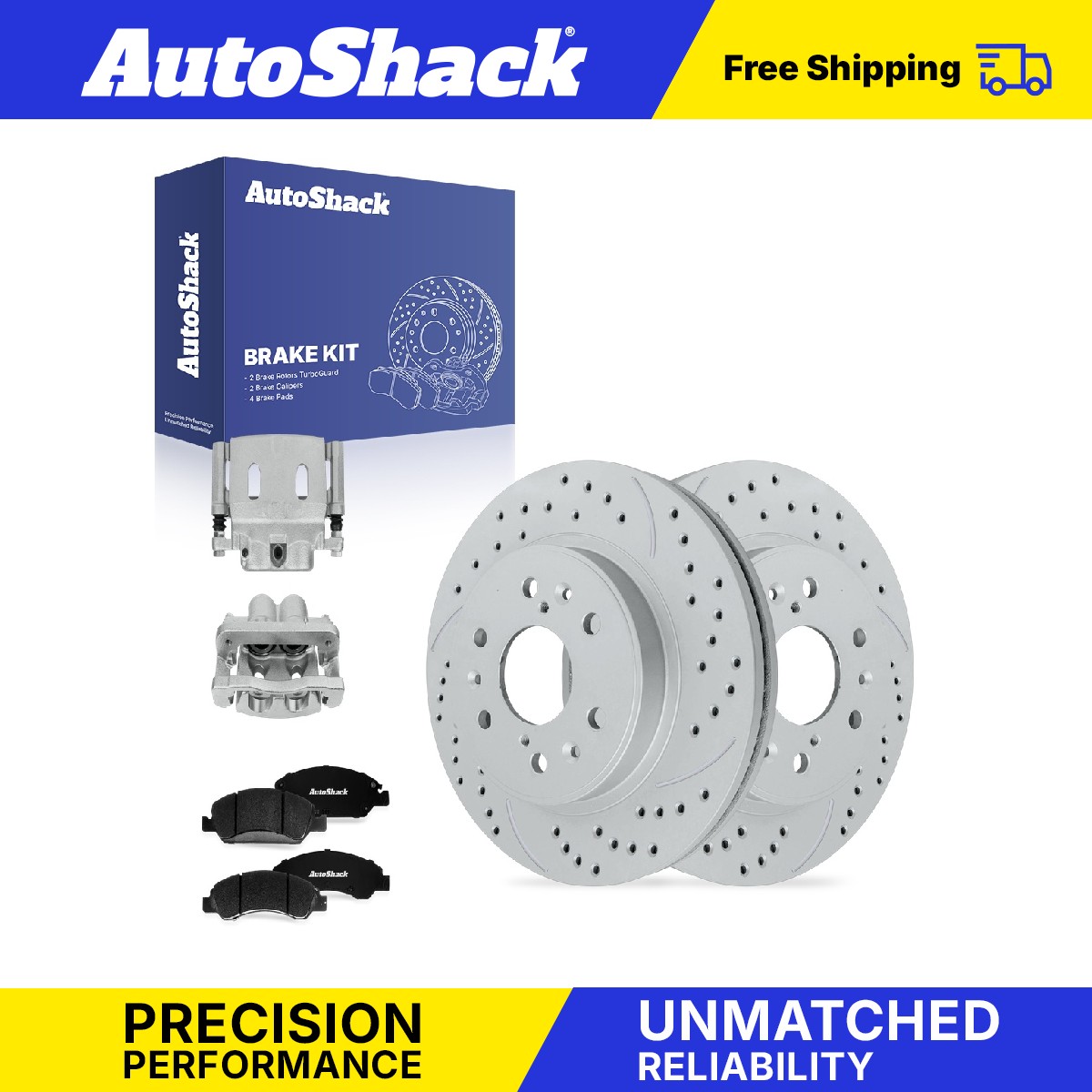 Front Drilled Slotted Rotors Premium Pad Calipers for Chevy Silverado 1500 05-08