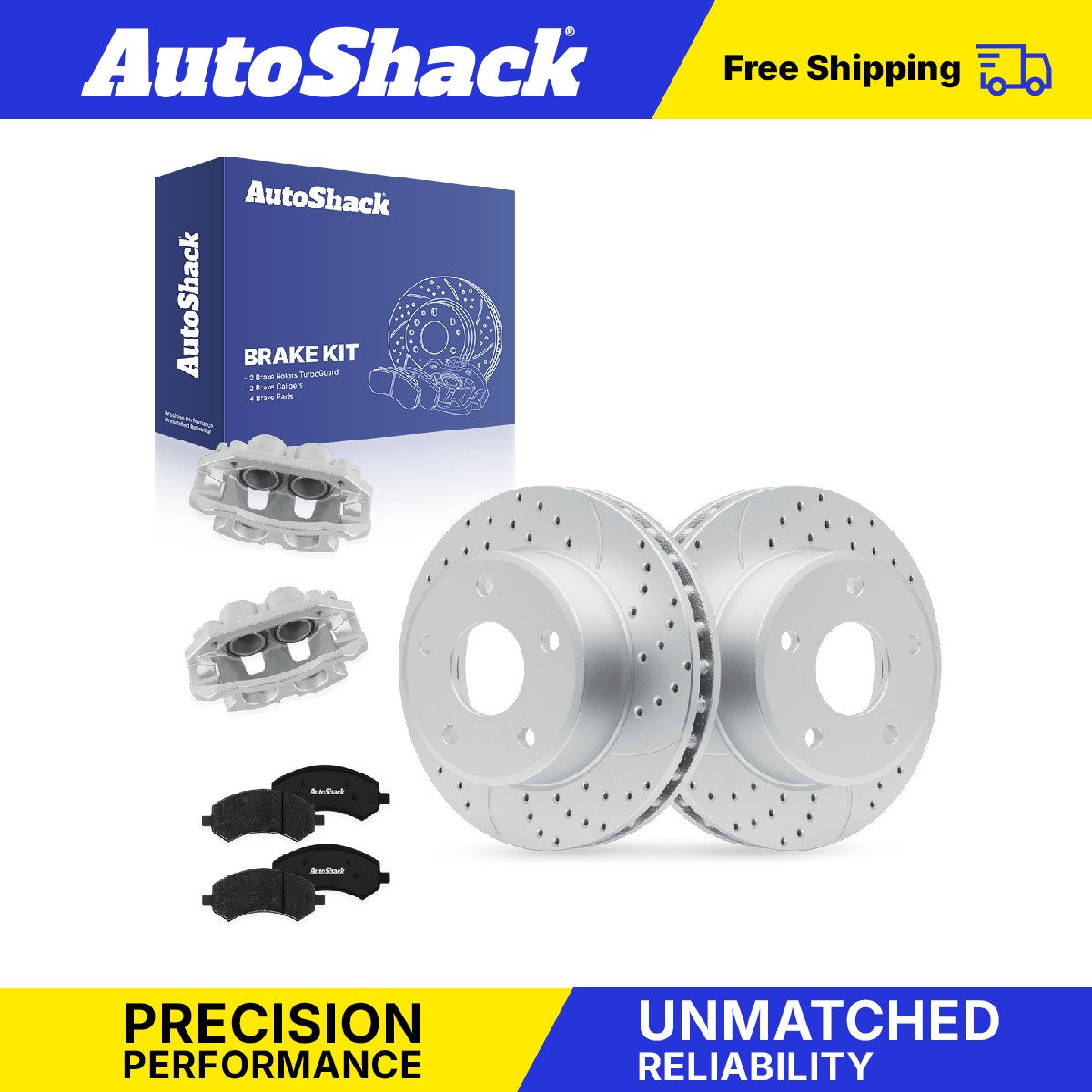 Front Drilled Slotted Brake Rotors Premium Pad Calipers for Dodge, Dakota 09-10