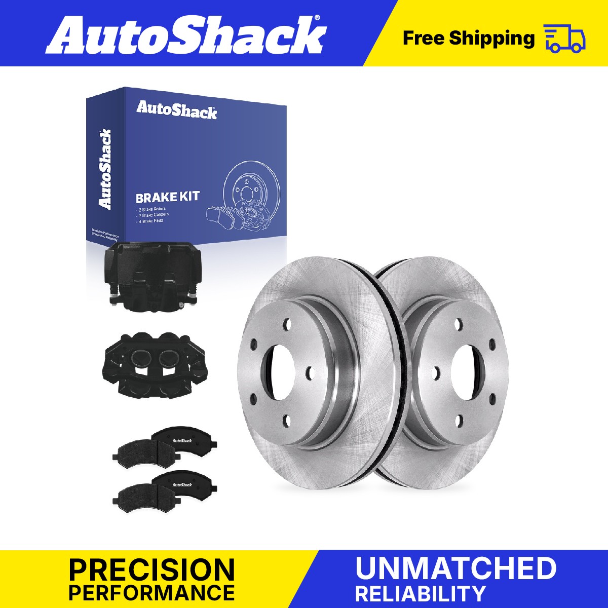 Front Brake Rotors Ceramic Pads Calipers Black for Ram, 1500 2011-2018