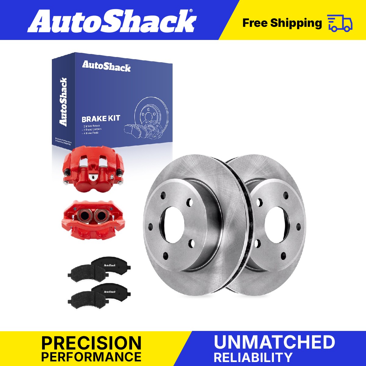 Front Brake Rotors Premium Pads Calipers Red for Dodge, Dakota 2009-2010