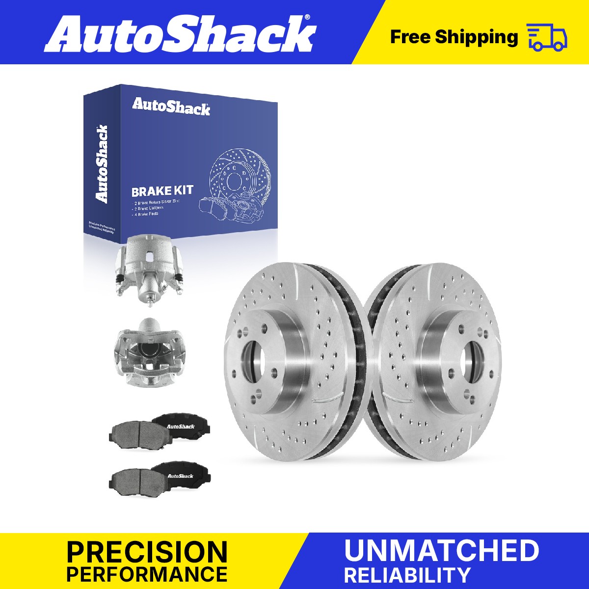 Front Drilled Slotted Brake Rotors Pads Calipers for Honda, Accord 2003-2005