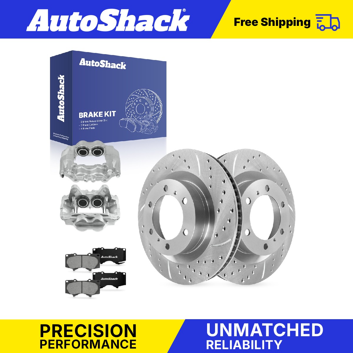 Front Drilled Slotted Brake Rotors Premium Pad Caliper for Toyota, 4Runner 10-15
