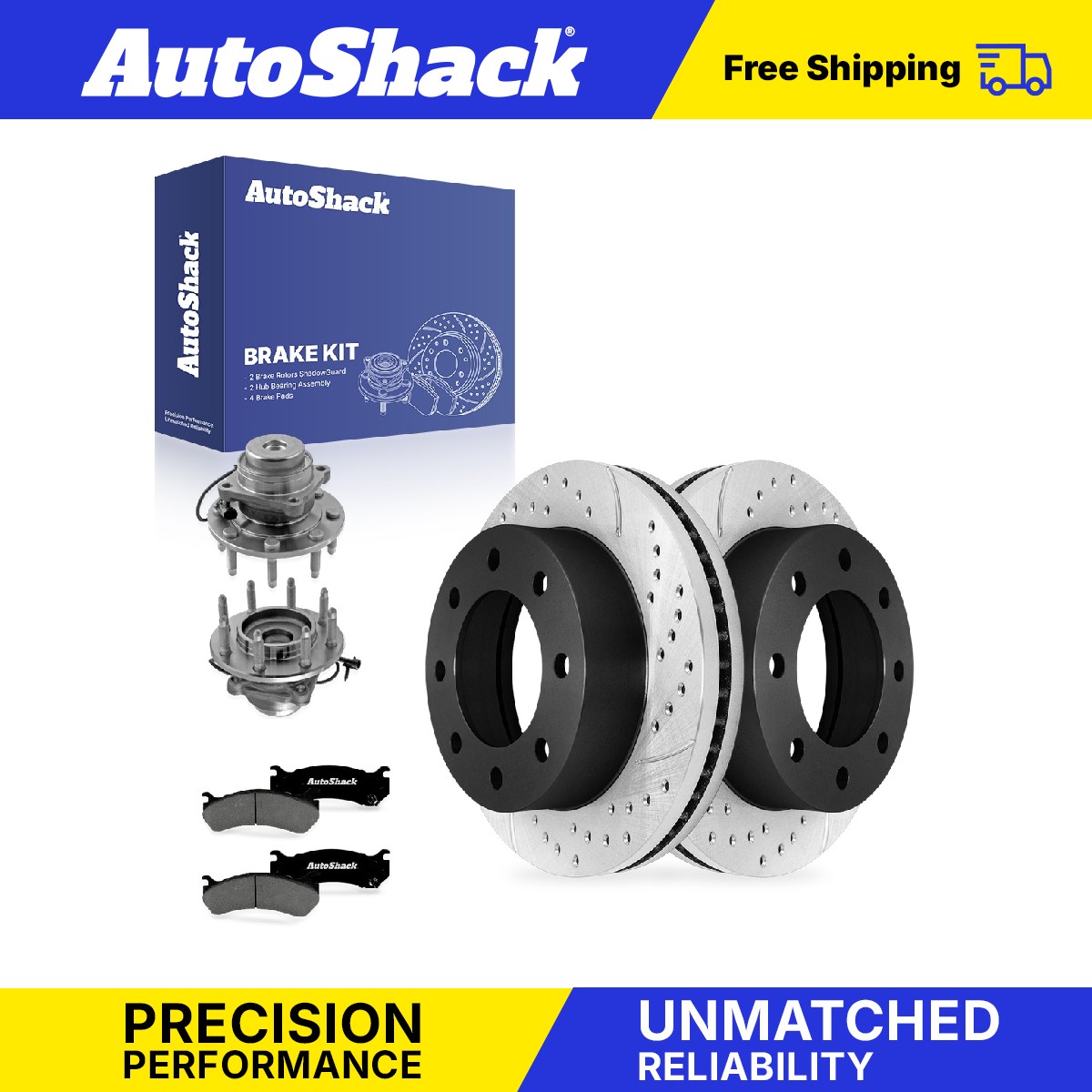 Front Drilled Slotted Brake Rotors Premium Pads Hubs for Chevy Express 2500 2005