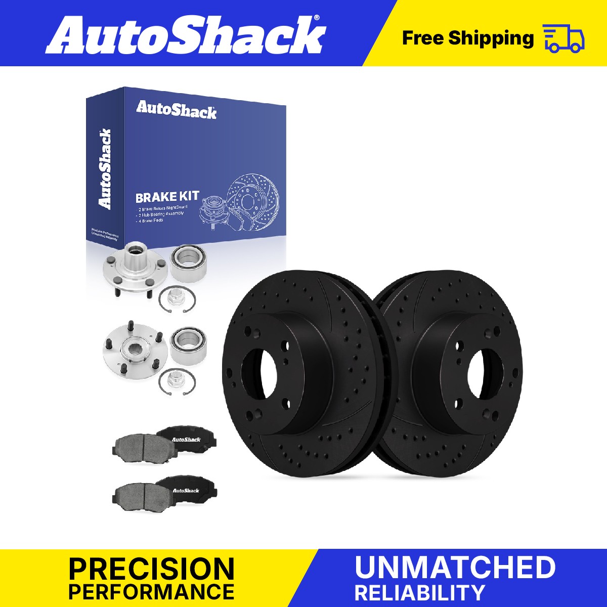 Front Drilled Slotted Brake Rotors Ceramic Pads Hubs for Honda, Accord 2003-2007