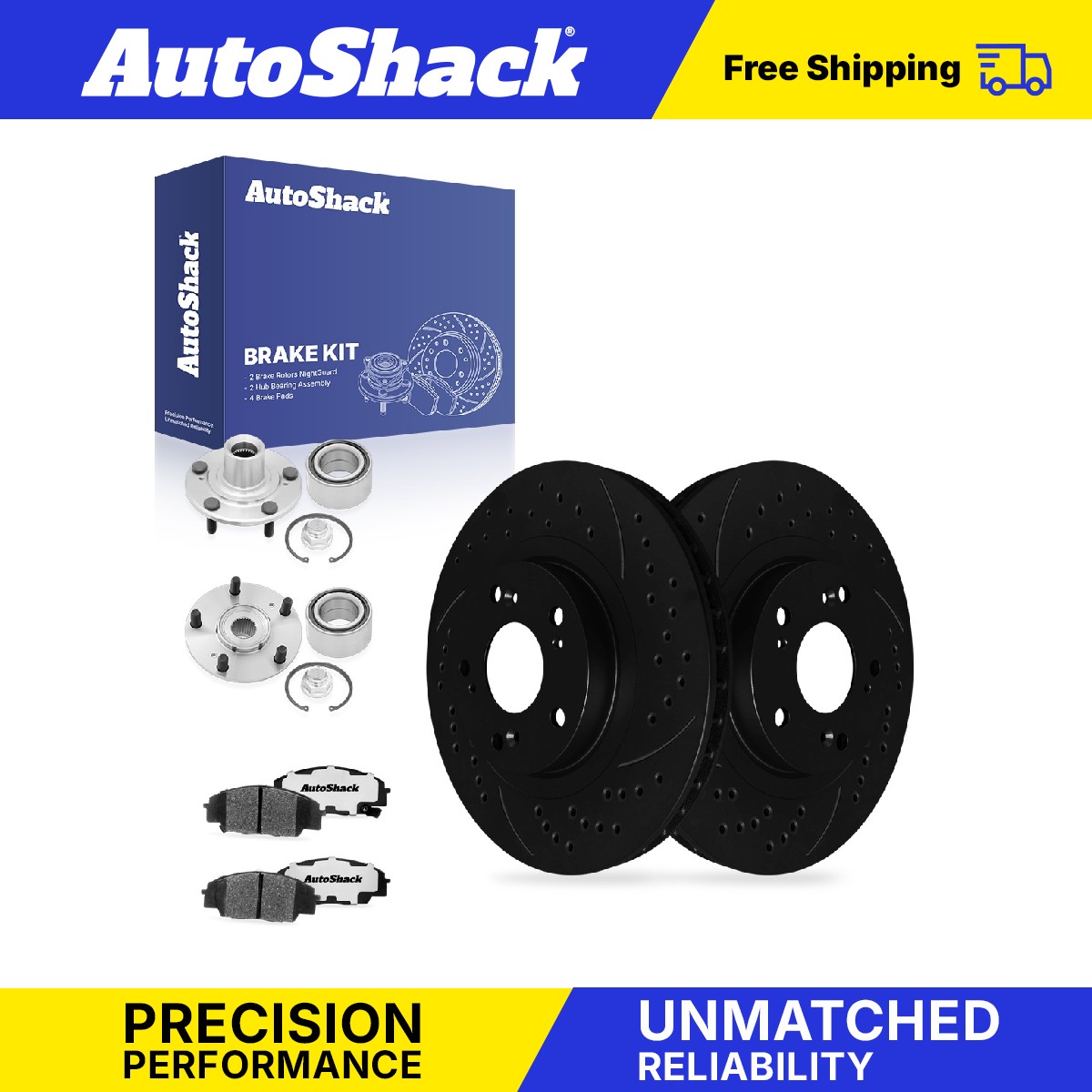 Front Drilled Slotted Brake Rotors Ceramic Pads Hubs for Honda, Civic 2006-2011
