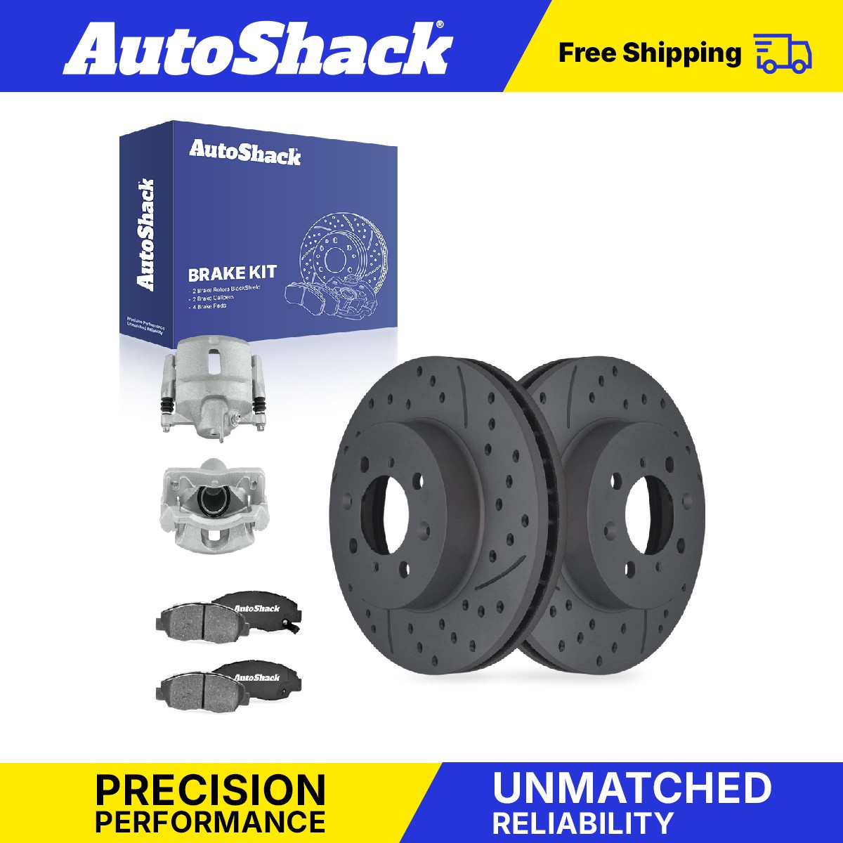 Front Drilled Slotted Brake Rotors Pads Calipers for Honda, Civic 1996-2005