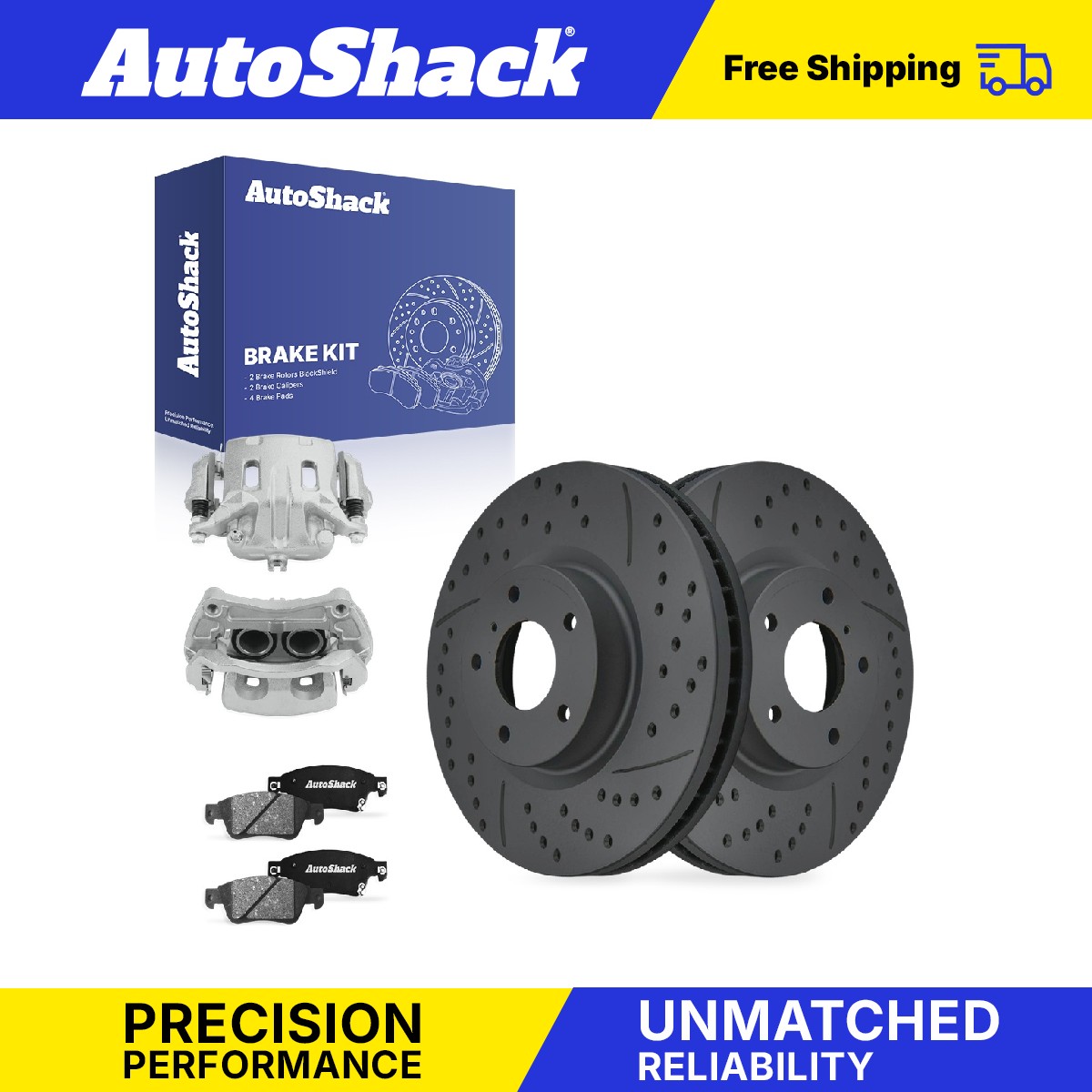 Front Drilled Slotted Brake Rotors Pads Calipers for INFINITI, G37 2009-2010