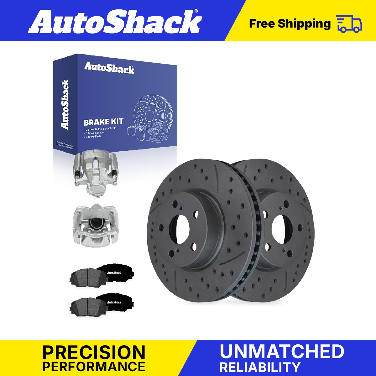 Front Drilled Slotted Brake Rotors Premium Pad Caliper for Toyota, Corolla 09-19