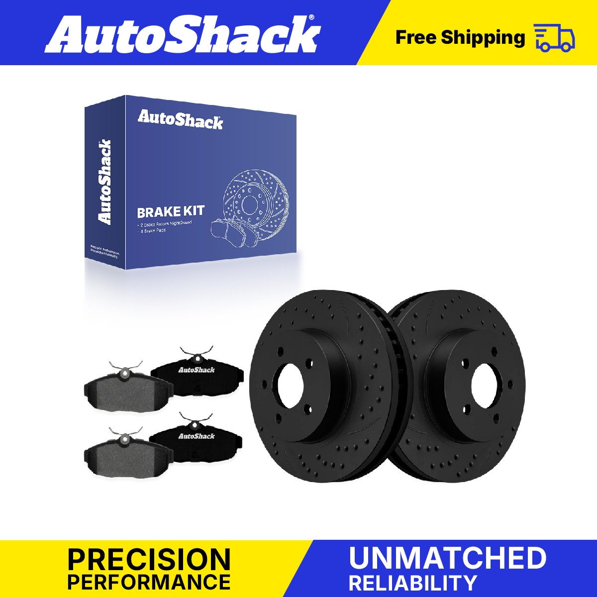 Rear Drilled Slotted Brake Rotors Premium Pads for Ford, Mustang 2011-2014