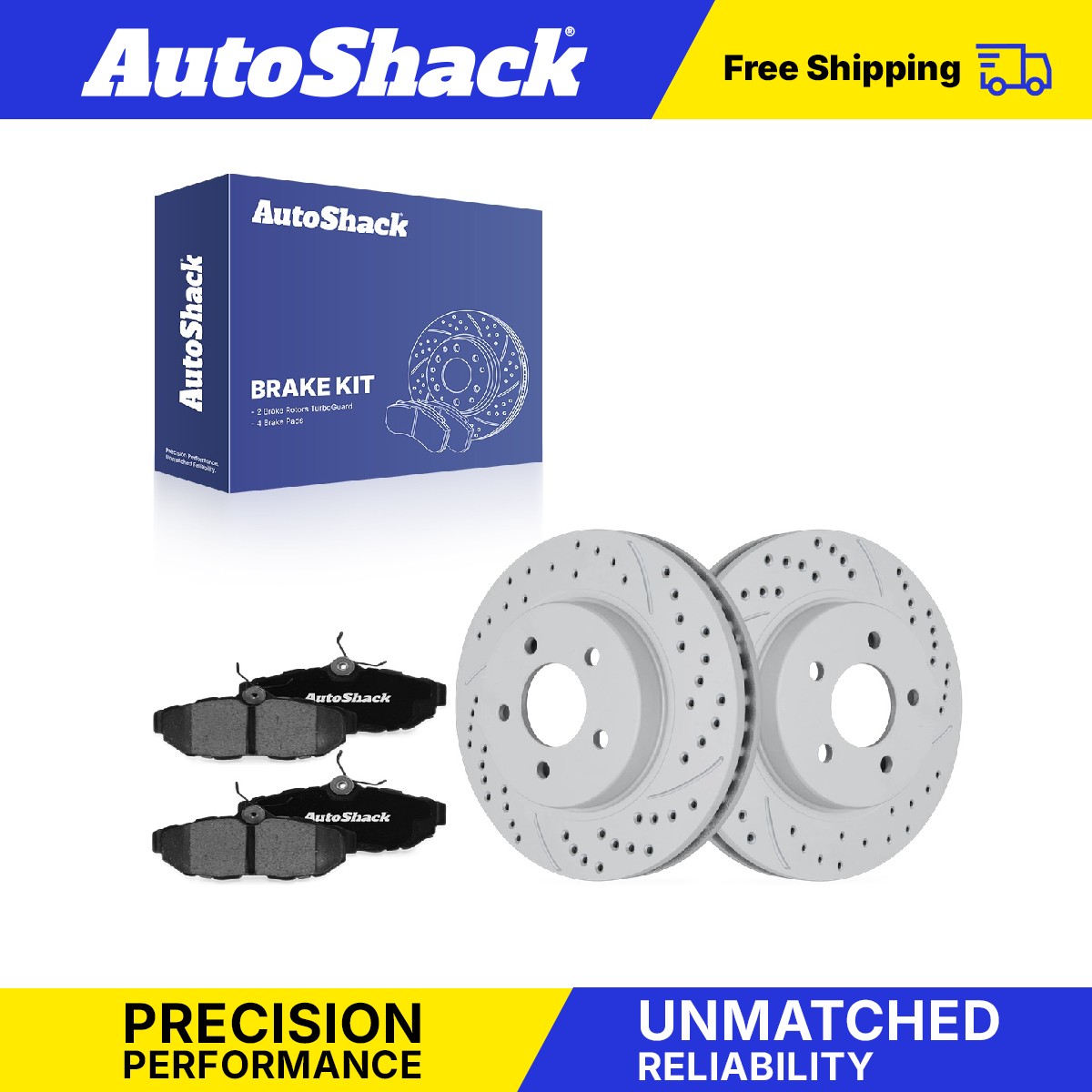 Rear Drilled Slotted Brake Rotors Ceramic Pads for 2011-2014 Ford Mustang