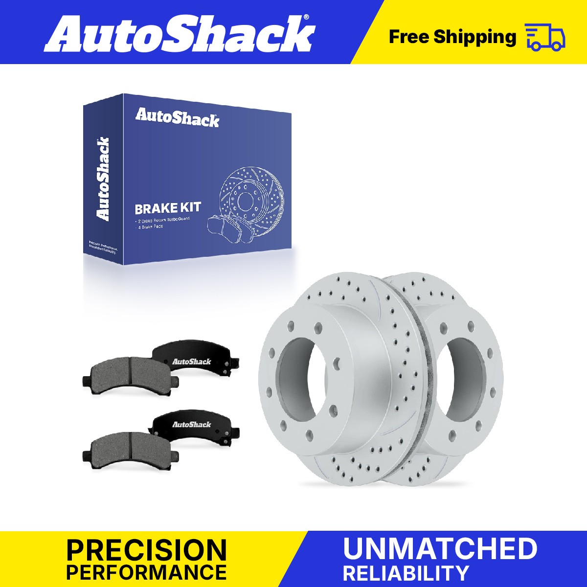 Rear Drilled Slotted Brake Rotors Premium Pad for Chevy, Express 3500 03-17