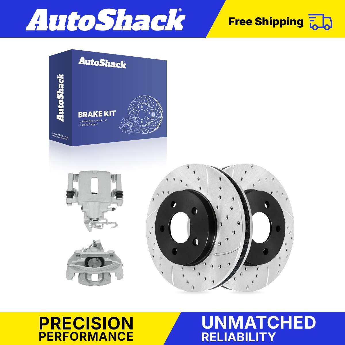 Rear Drilled Slotted Brake Rotors Calipers for Ford, Mustang 2005-2014